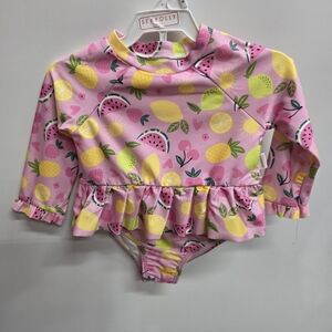 Seafolly Pink and Yellow Fruit Print Kids Rashguard